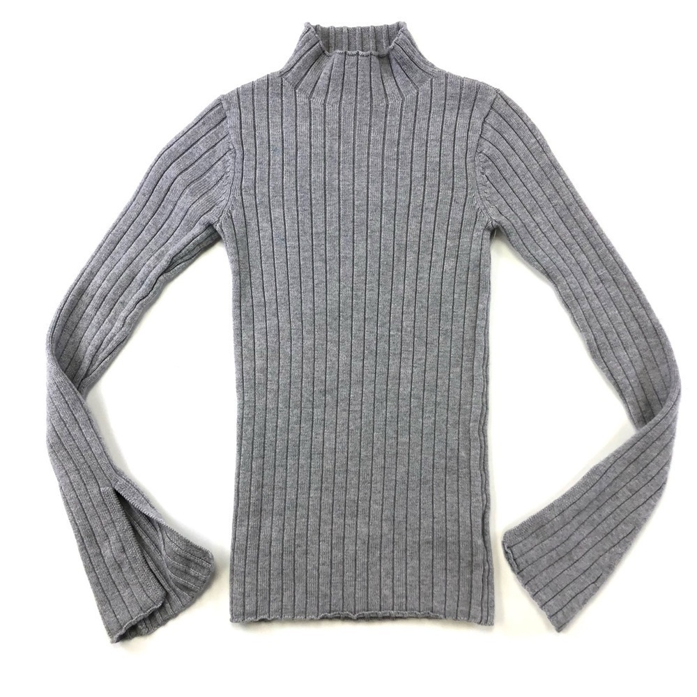 Aritzia Gray Ribbed Turtleneck Sweater